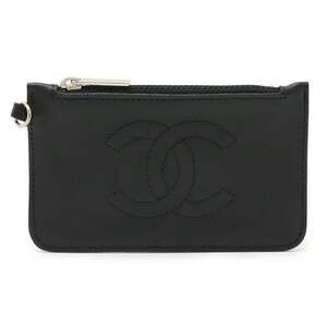 CHANEL Black Leather Logo Wallet